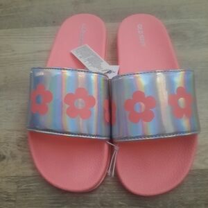 Old Navy Pink and Silver Girls Slides